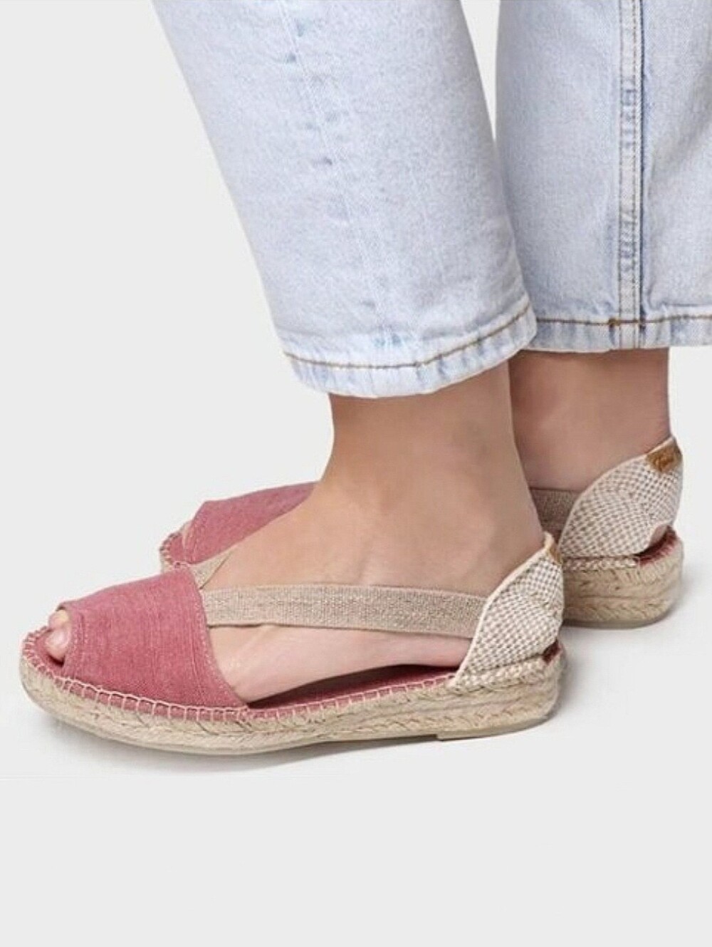 Toni Pons Elora-V Espadrille Sandals Blush Pink Slip-On Peep-Toe Flats